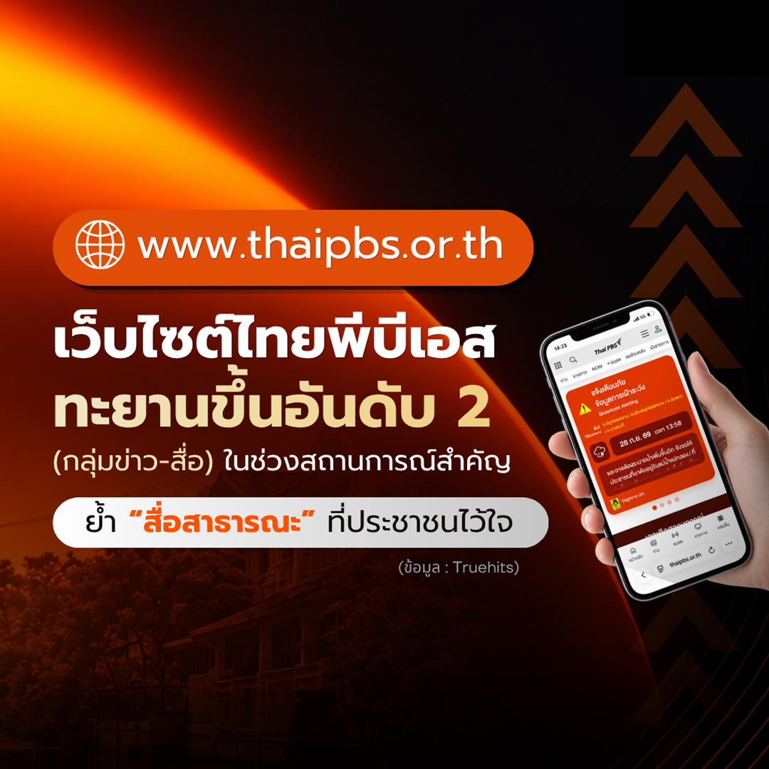 ไทยพีบีเอสทะยานขึ้นอันดับ 2 เว็บไซต์ข่าว ในช่วงสถานการณ์สำคัญ ย้ำ “สื่อสาธารณะ” ที่ประชาชนไว้วางใจ